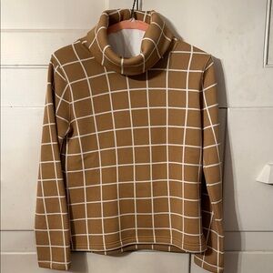 J. Crew Tan Turtleneck with White Grid